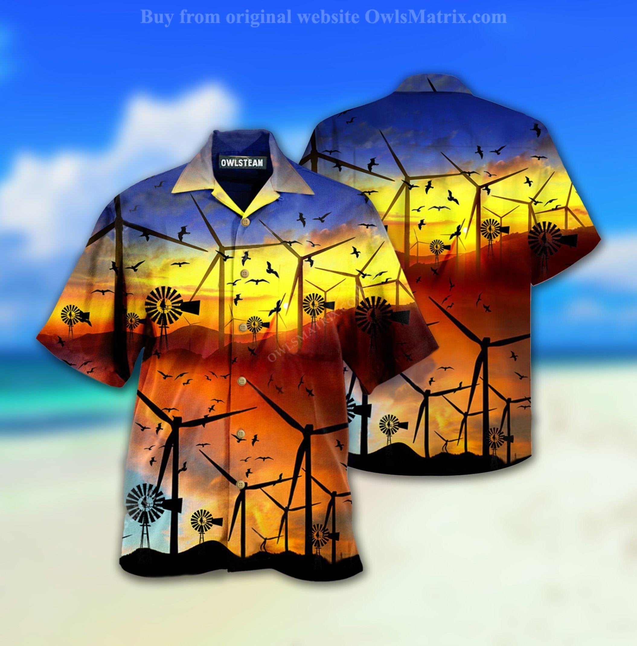 Wind Turbines A Green Planet Is A Clean Planet Limited - Hawaiian Shirt{Size}