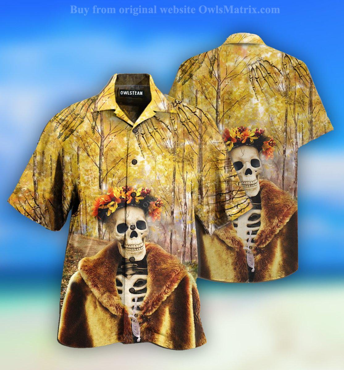 Skull Amazing Skeletonin Autumn - Hawaiian Shirt{Size}