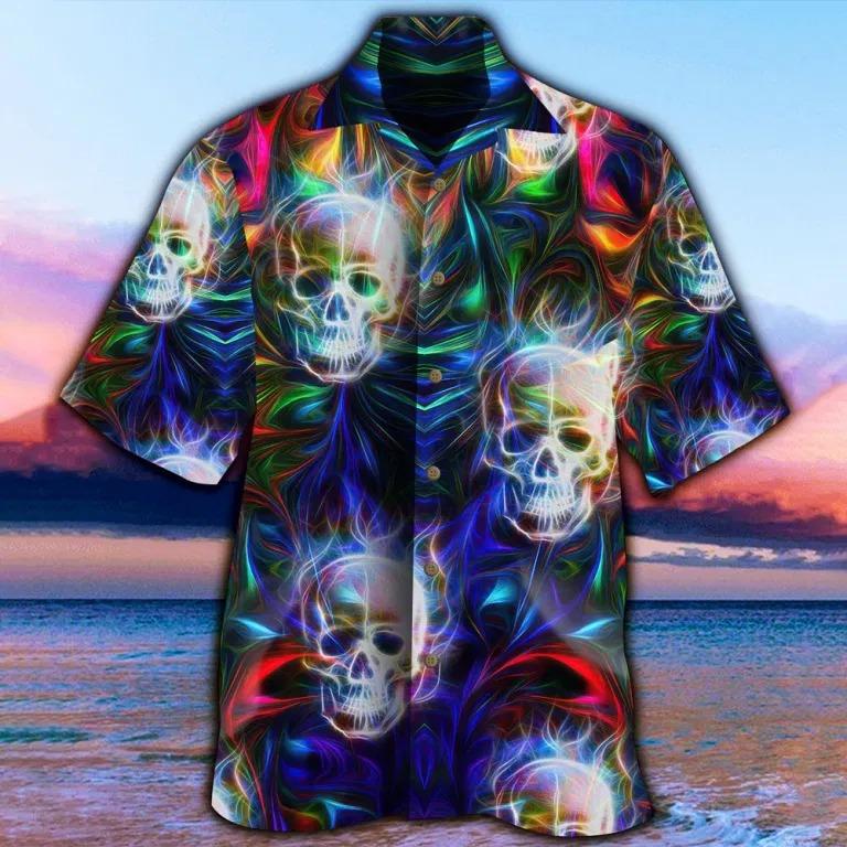 Skull Hawaiian Shirt | Unisex | Full Size | Adult | Colorful | Hw1636{Size}