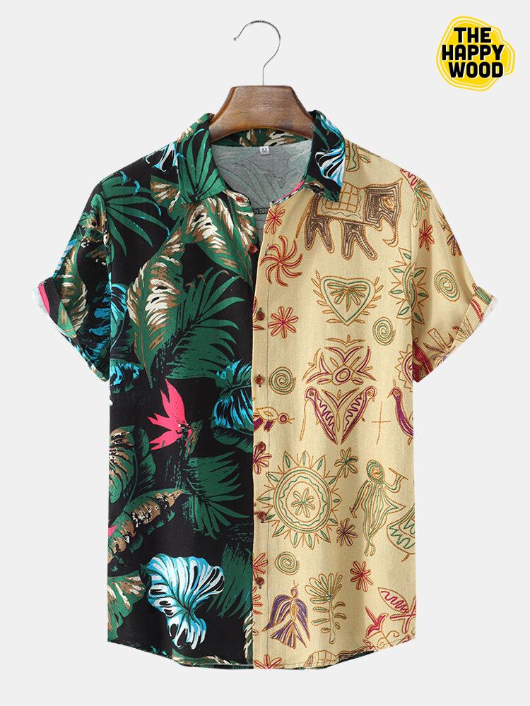 Tropical Leaves Print Hawaiian Hawaii Shirt{Size}