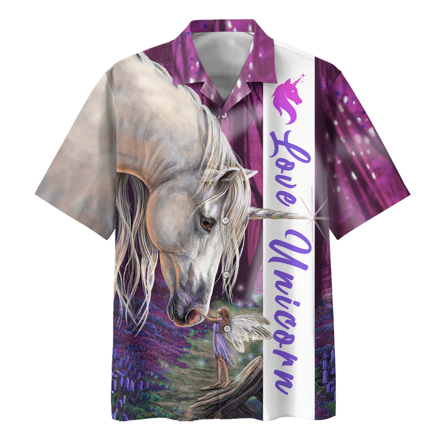 Unicorn With Girl Love Unicorn Hawaiian Shirt{Size}