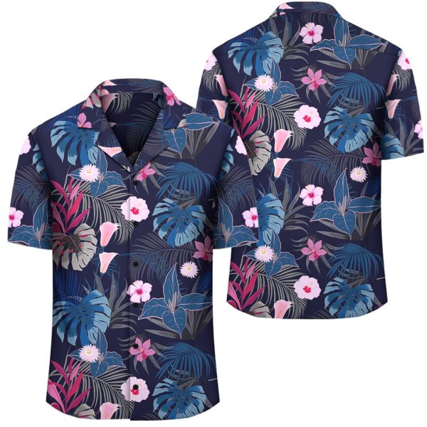 Tropical Palm Tree And Flower Hawaiian Shirt{Size}