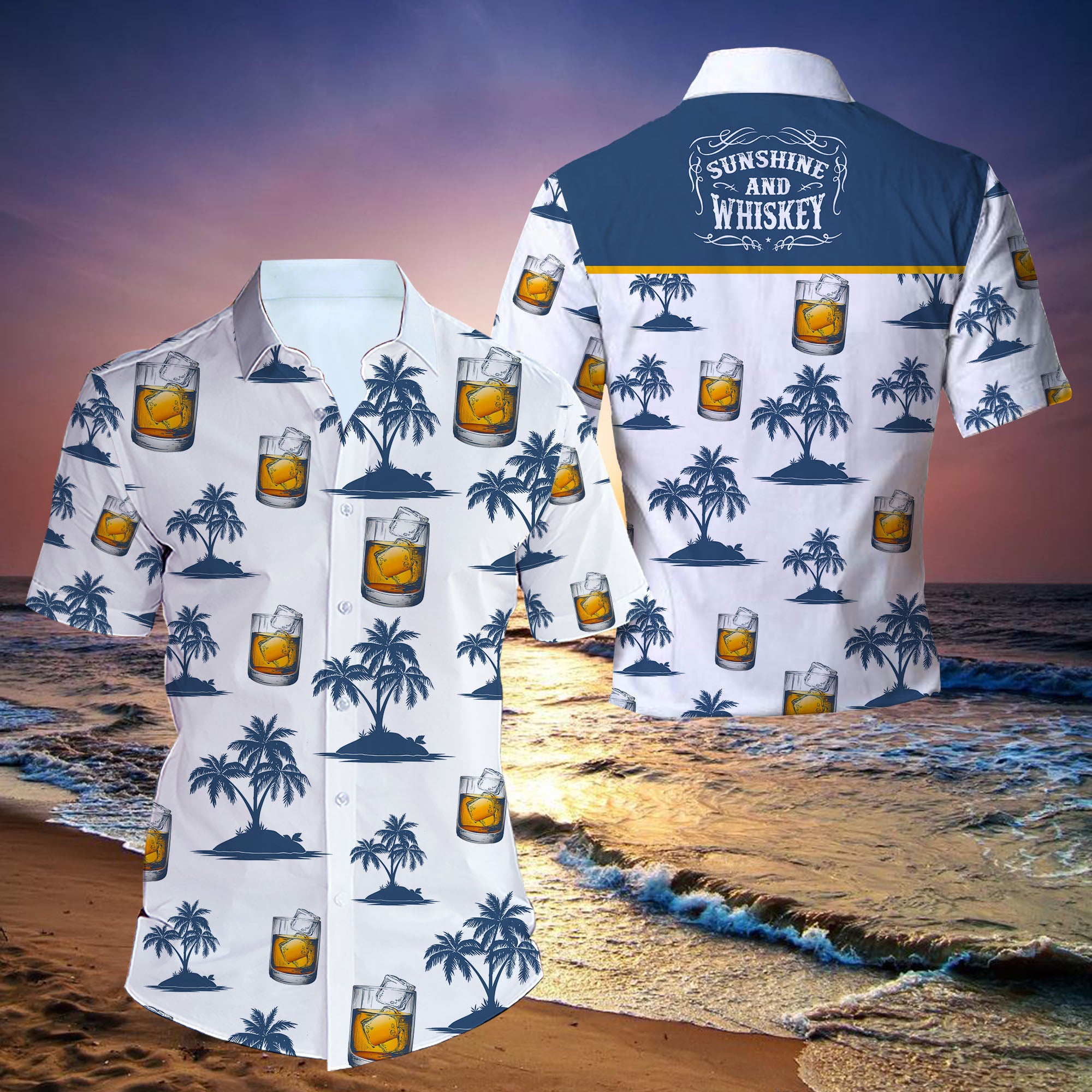 Sunshine And Whiskey All Over Printed Hawaiian Shirt Size S - 5Xl{Size}