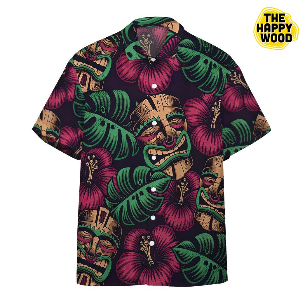 Tiki Mask 3D Hawaiian Hawaii Shirt{Size}