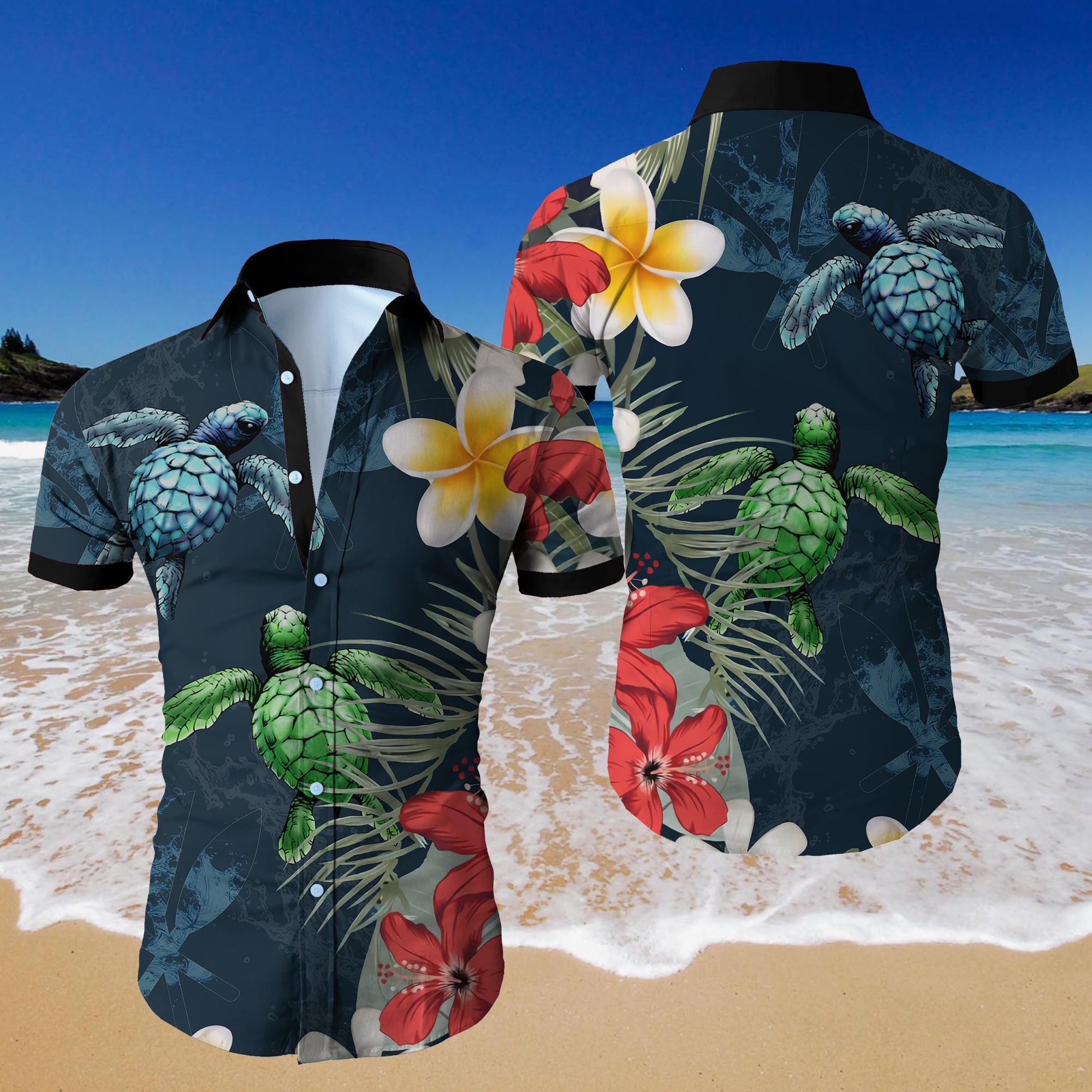 Wozoro Sea Turtles Hawaiian Shirt{Size}