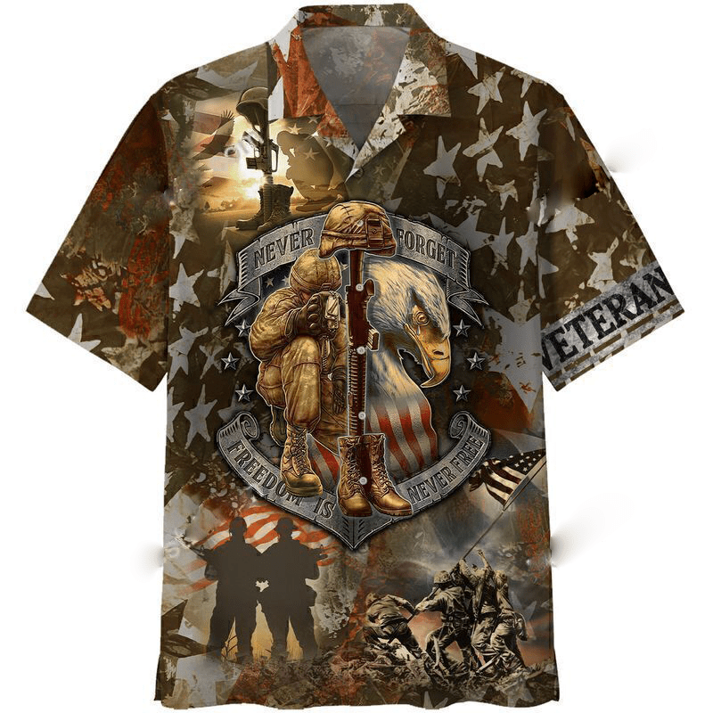 U.S Veteran Never Forgot Freedom Hawaiian Aloha Shirts #H{Size}