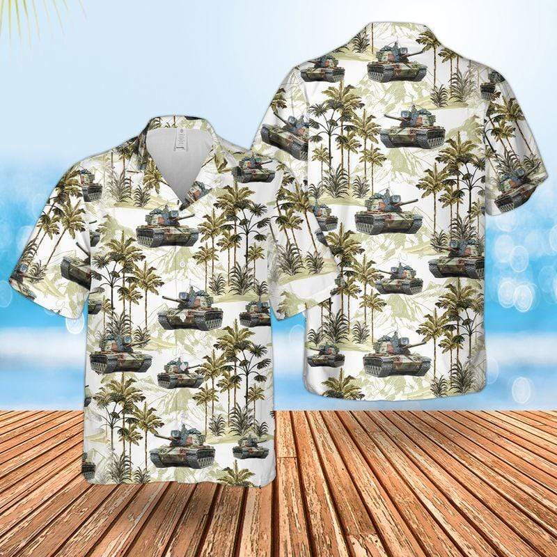 Us Army M60A1 Tank White Pattern Unisex Hawaiian Shirts{Size}