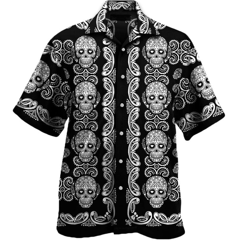 Sugar skull pattern Unisex Hawaiian Shirts #KV{Size}