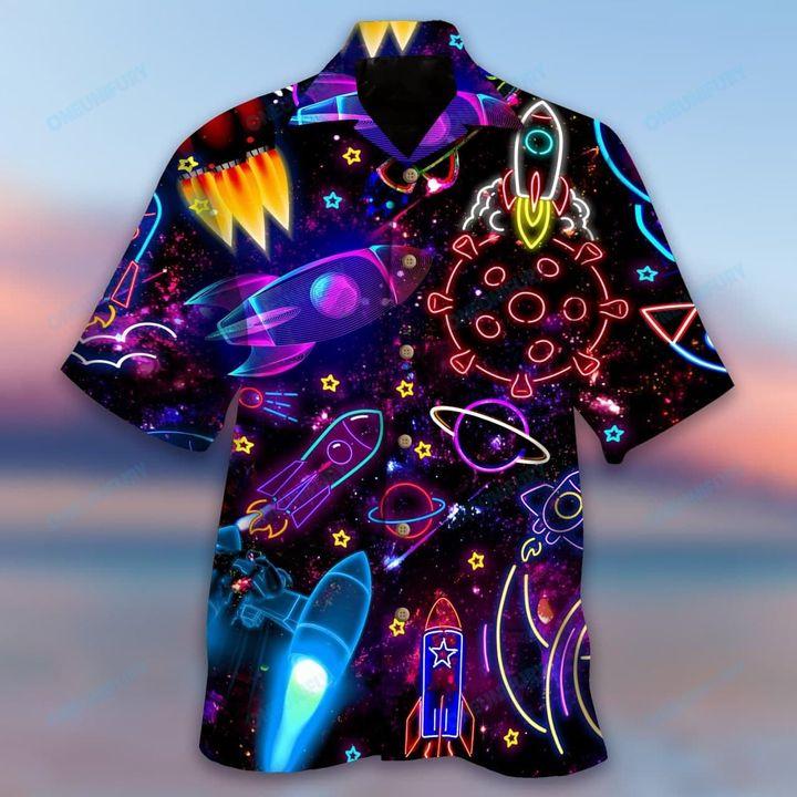 Shoot For The Stars Glowing Rocket Hawaiian Shirt | For Men & Women | Adult | HW6201{Size}