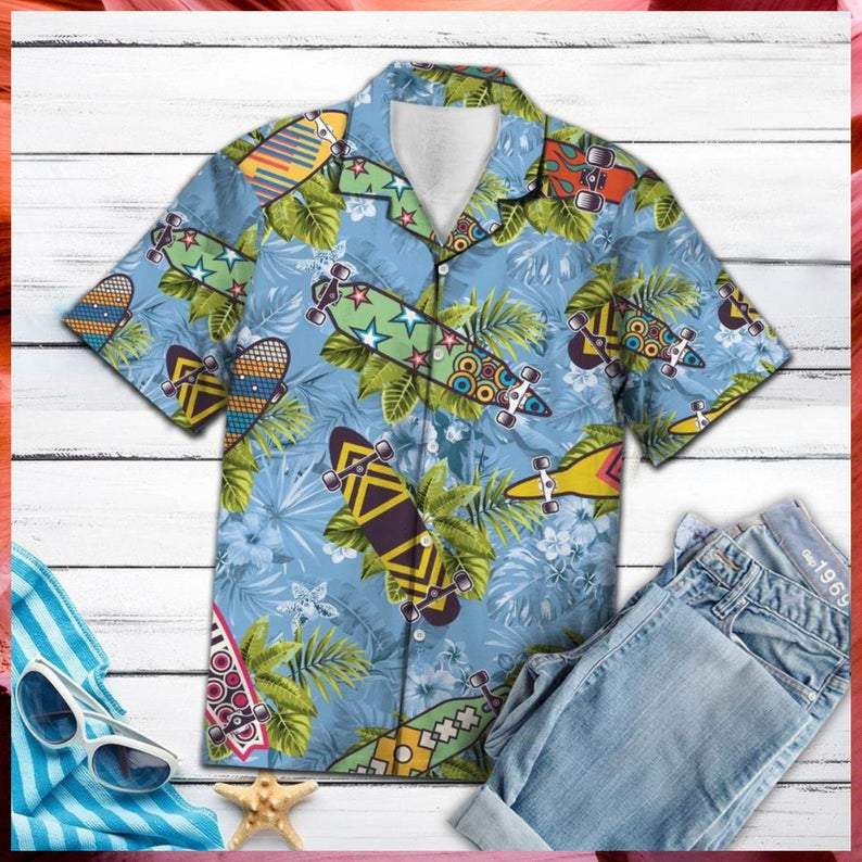 Skateboard Tropical Hawaiian Shirt | For Men & Women | Adult | HW7758{Size}