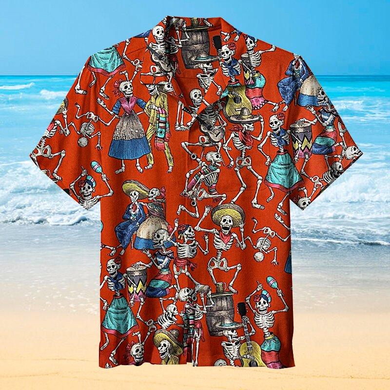 Skeleton Carnival Party Halloween Hawaiian Shirt | For Men & Women | Adult | HW7769{Size}