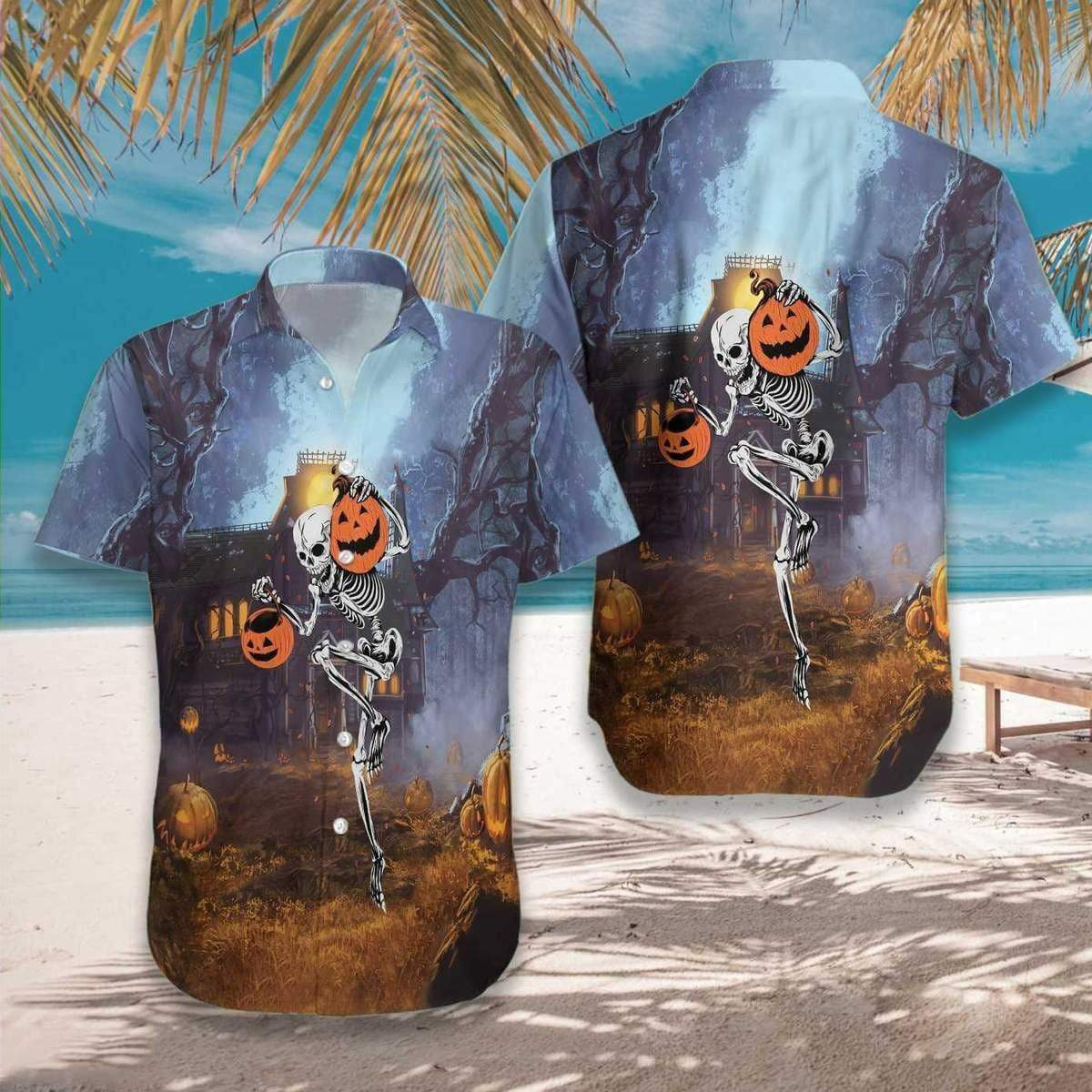 Skeleton Go Out For Halloween Night Hawaiian Shirt | For Men & Women | Adult | HW9255{Size}