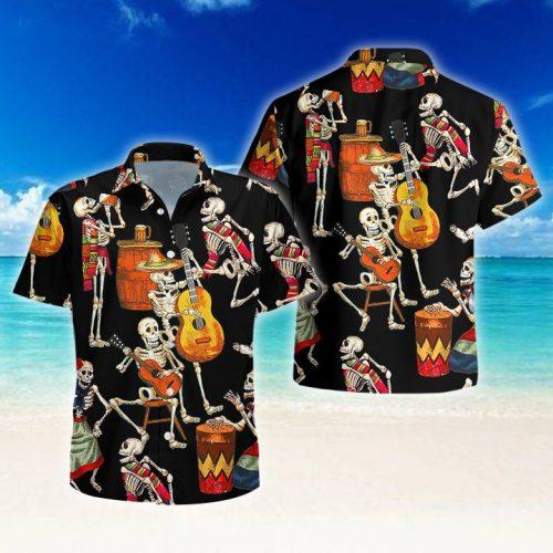 Skeleton Guitar Halloween Hawaiian Shirt | For Men & Women | Adult | HW5394{Size}