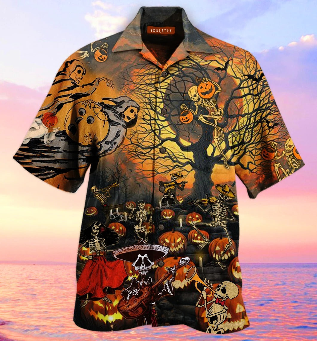 Skeleton Halloween Party Hawaiian Shirt{Size}