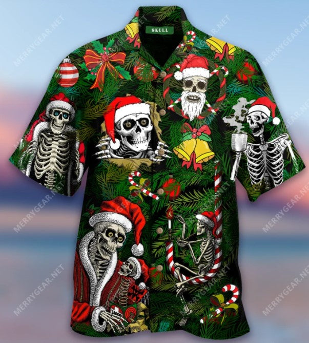 Skeleton Santa Clause Hawaiian Shirt â{Size}