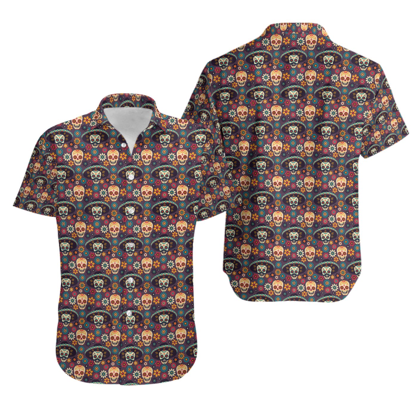 Skull Pattern Hawaiian Shirt{Size}