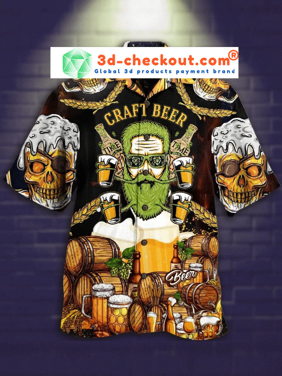 Skull barley craft beer hawaiian shirt{Size}