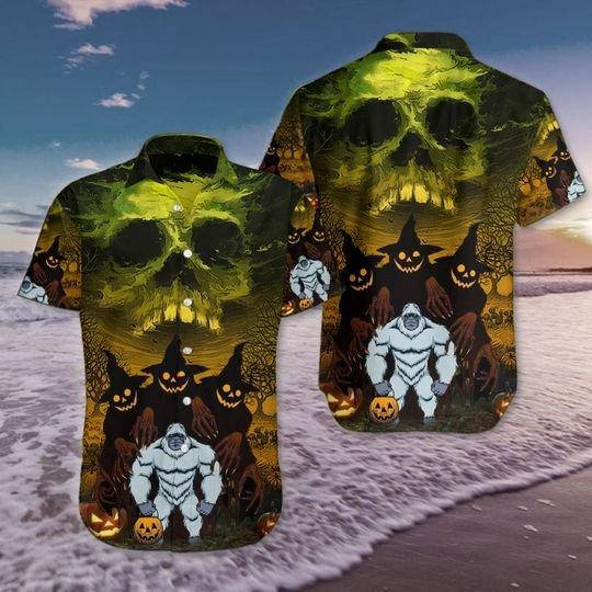 Skull Bigfoot Halloween Hawaiian Shirt | For Men & Women | Adult | HW8998{Size}