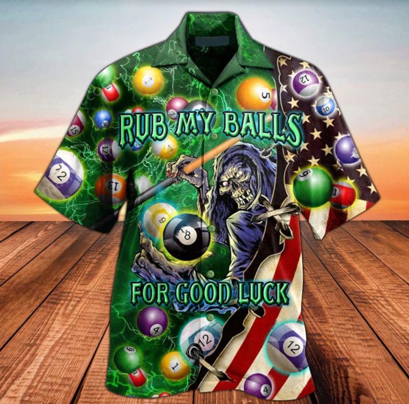 Skull Billiard Rub My Balls For Good Luck Hawaiian Shirt | For Men & Women | Adult | HW7551{Size}