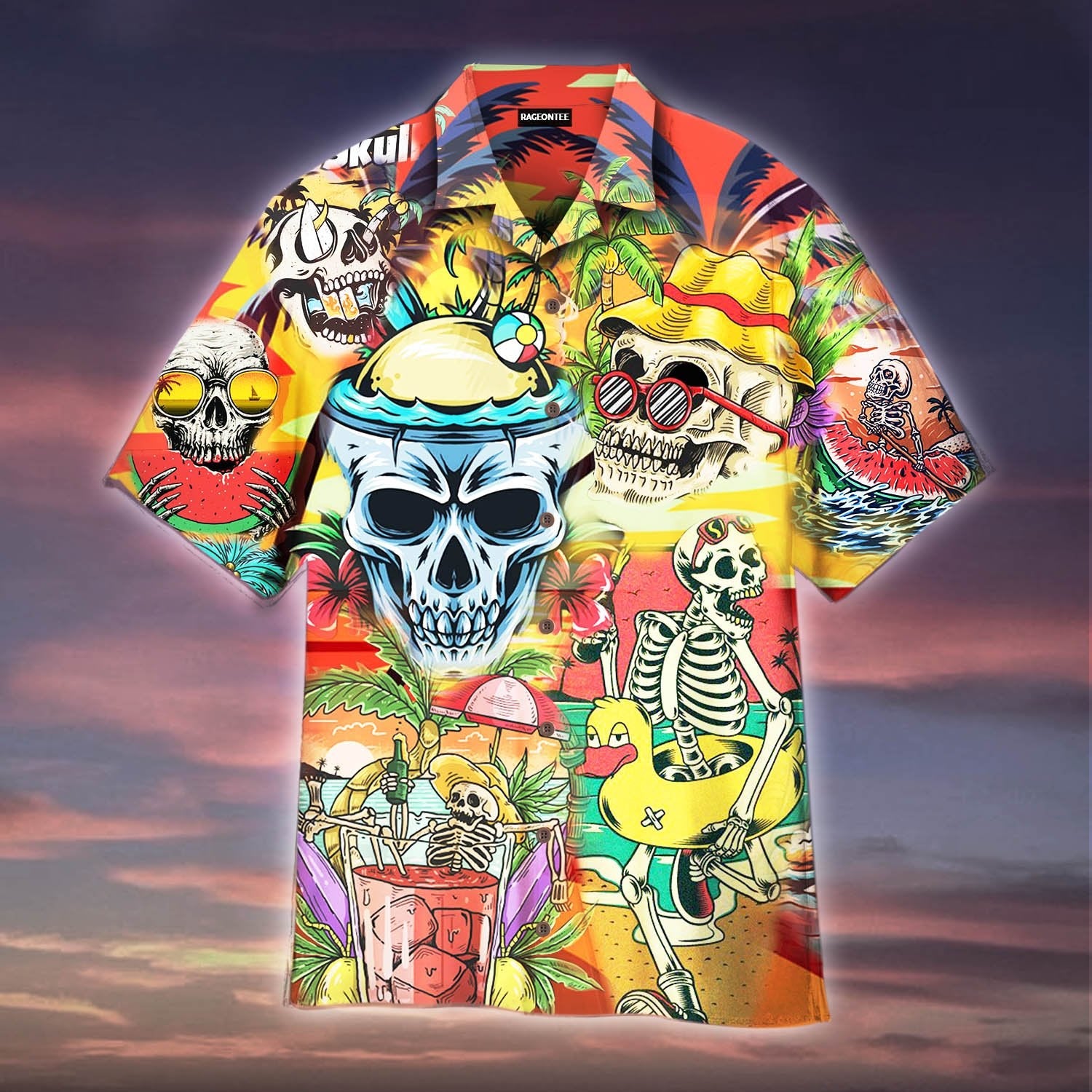 Skull Chill Tropical Summer Hawaiian Shirt | For Men & Women | Adult | HW4766{Size}