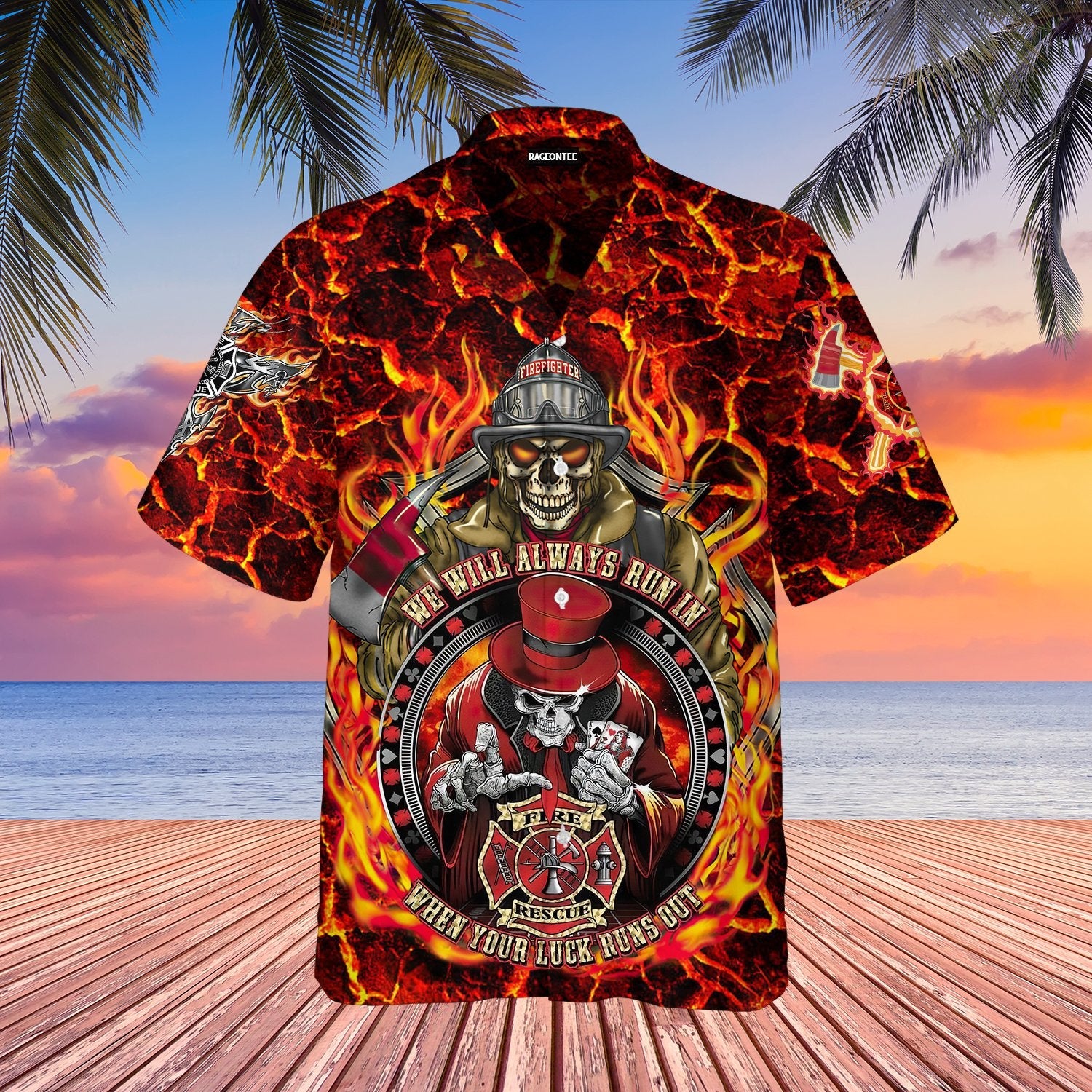 Skull Firefighter We Will Always Run In Hawaiian Shirt | For Men & Women | Adult | WT1270{Size}