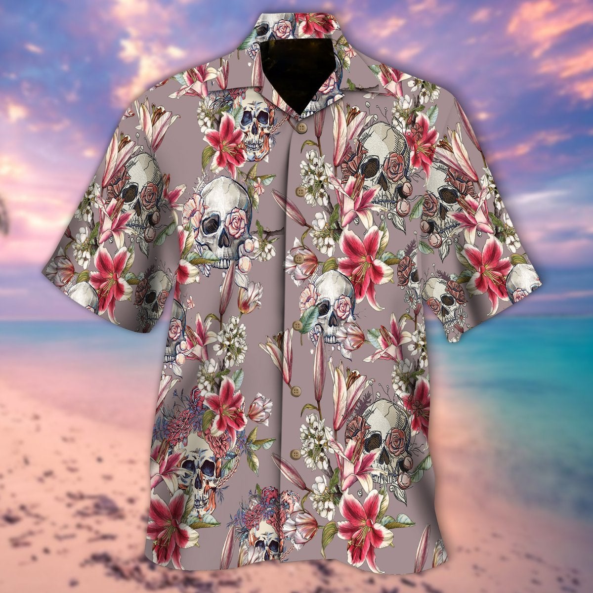 Skull Flowers Hawaiian Shirt | For Men & Women | Adult | HW6616{Size}