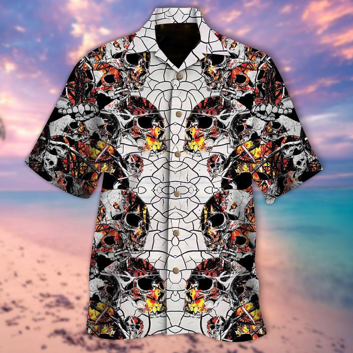 Skull Hawaiian Shirt - Unique Skull Button Down Shirts - Gifts For Summer Holiday{Size}