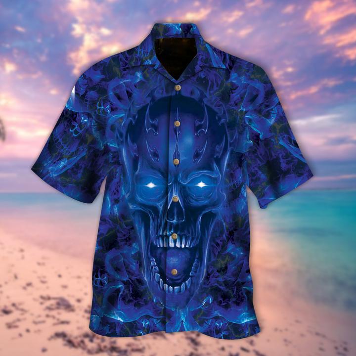 Skull Hawaiian Shirt - Magical Blue Skull Button Down Shirts - Unique Skull Gifts{Size}