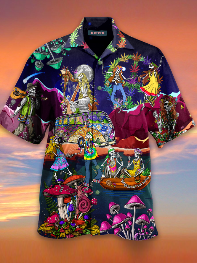 Skull Hippie Hawaiian Shirt | For Men & Women | Adult | HW3431{Size}