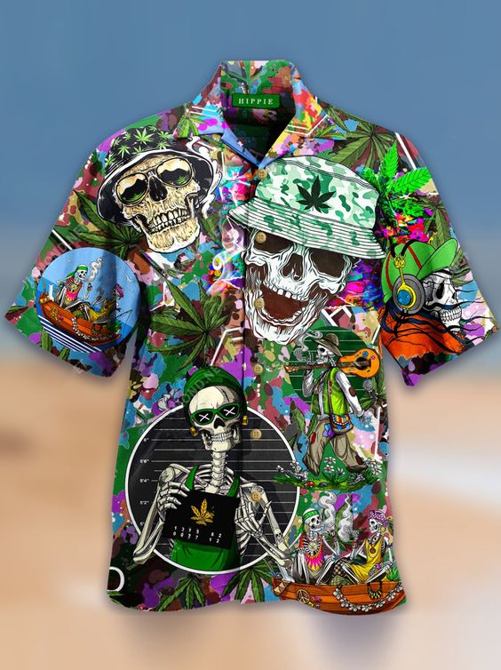 Skull Hippie Hawaiian Shirt | For Men & Women | Adult | HW4088{Size}