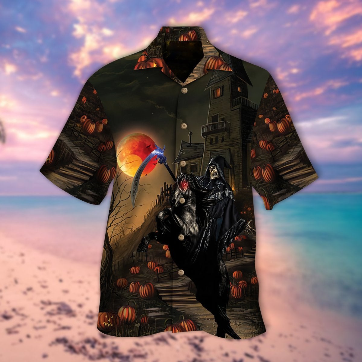 Skull Horseman Halloween Hawaiian Shirt | For Men & Women | Adult | HW9158{Size}