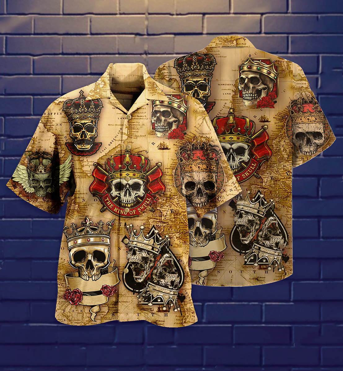 Skull King And Queen Hawaiian Shirt | For Men & Women | Adult | HW7155{Size}