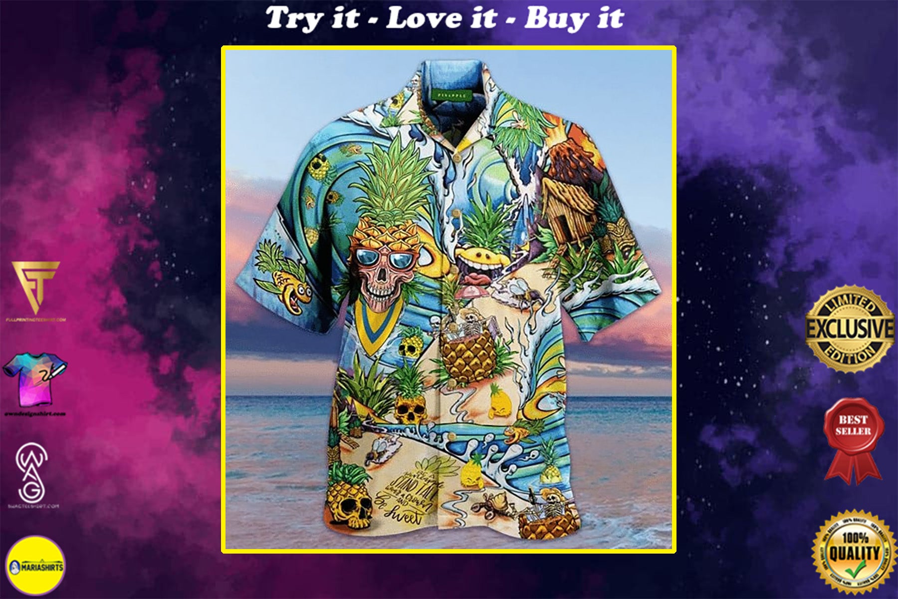 Skull Pineapple All Over Printed Hawaiian Shirt{Size}