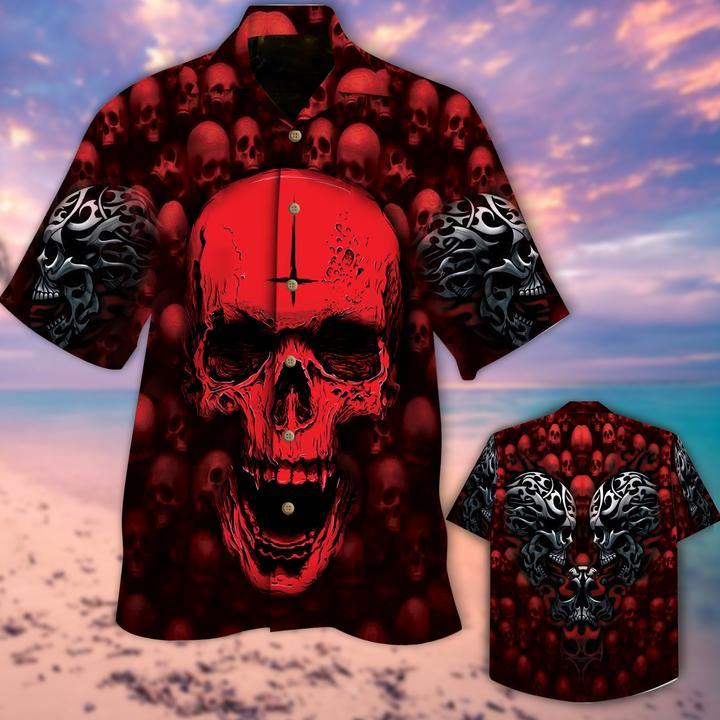 Skull Red Halloween Hawaiian Shirt | For Men & Women | Adult | HW9301{Size}