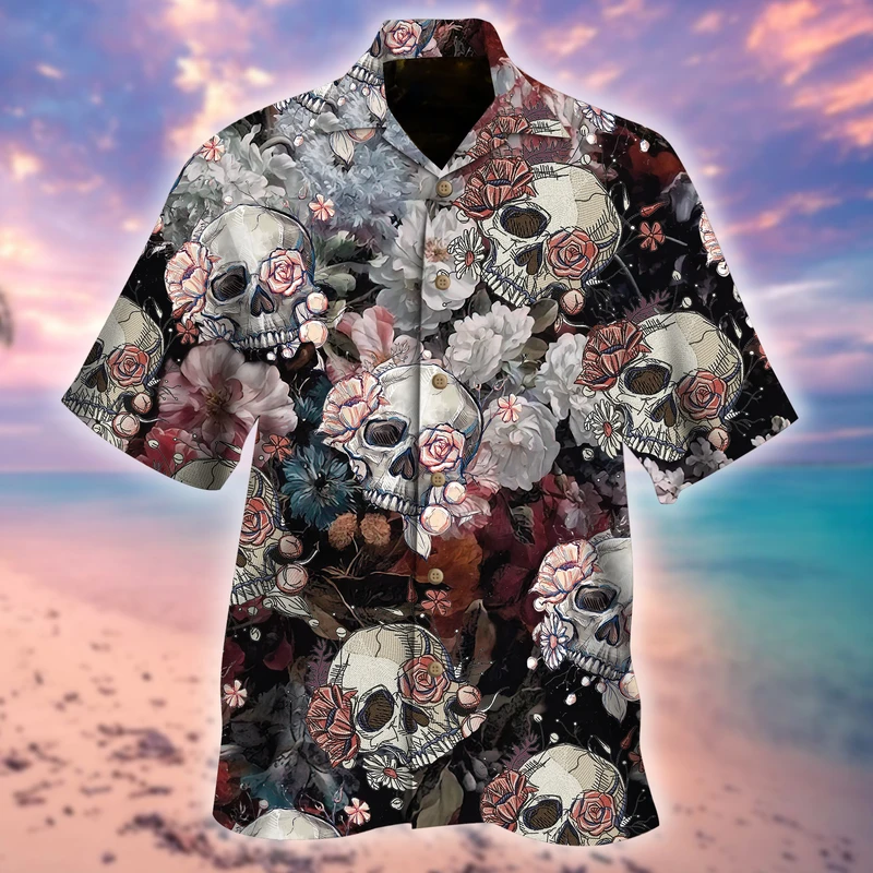 Skull Roses Hawaiian Shirt | For Men & Women | Adult | HW6615{Size}