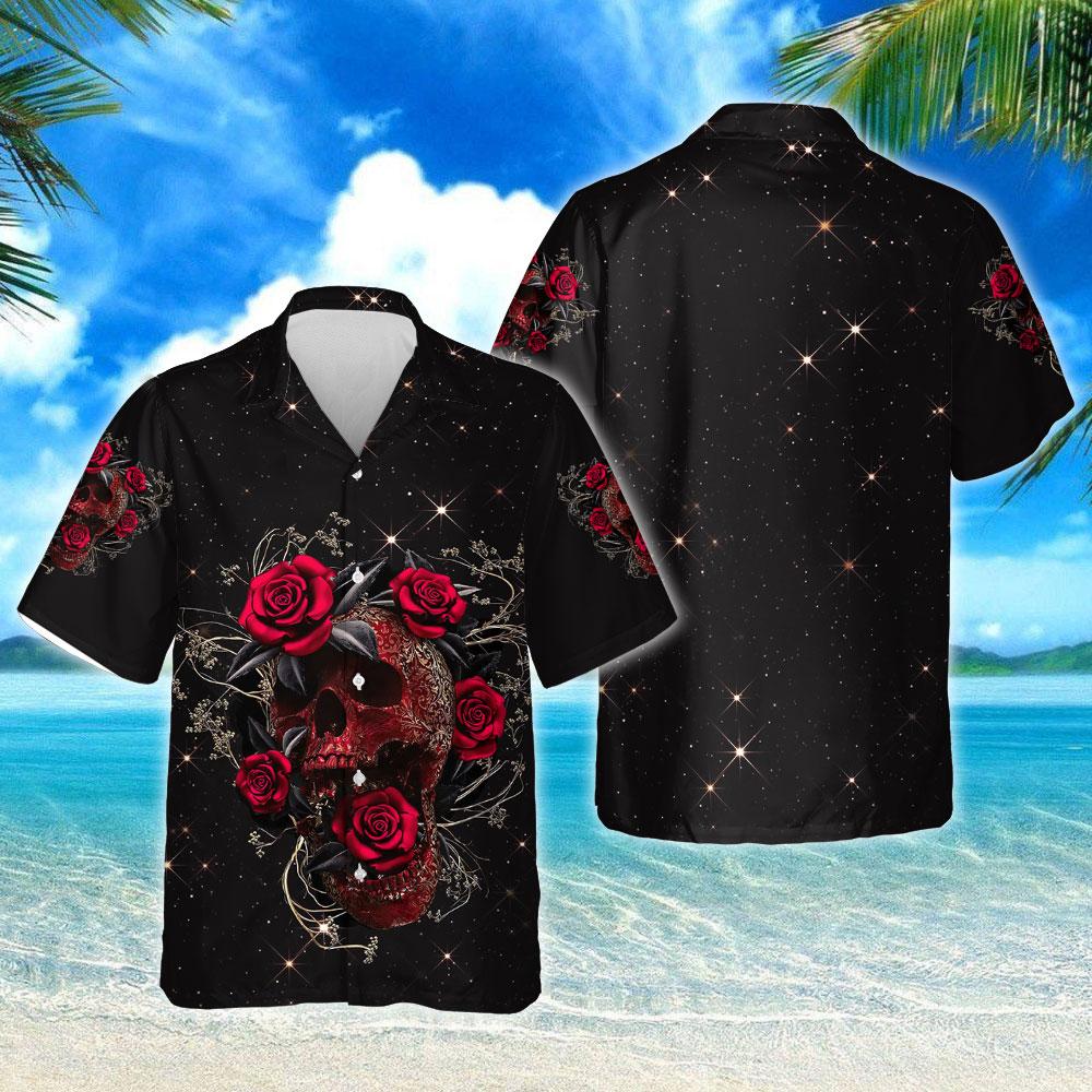 Skull Roses Hawaiian Shirt{Size}