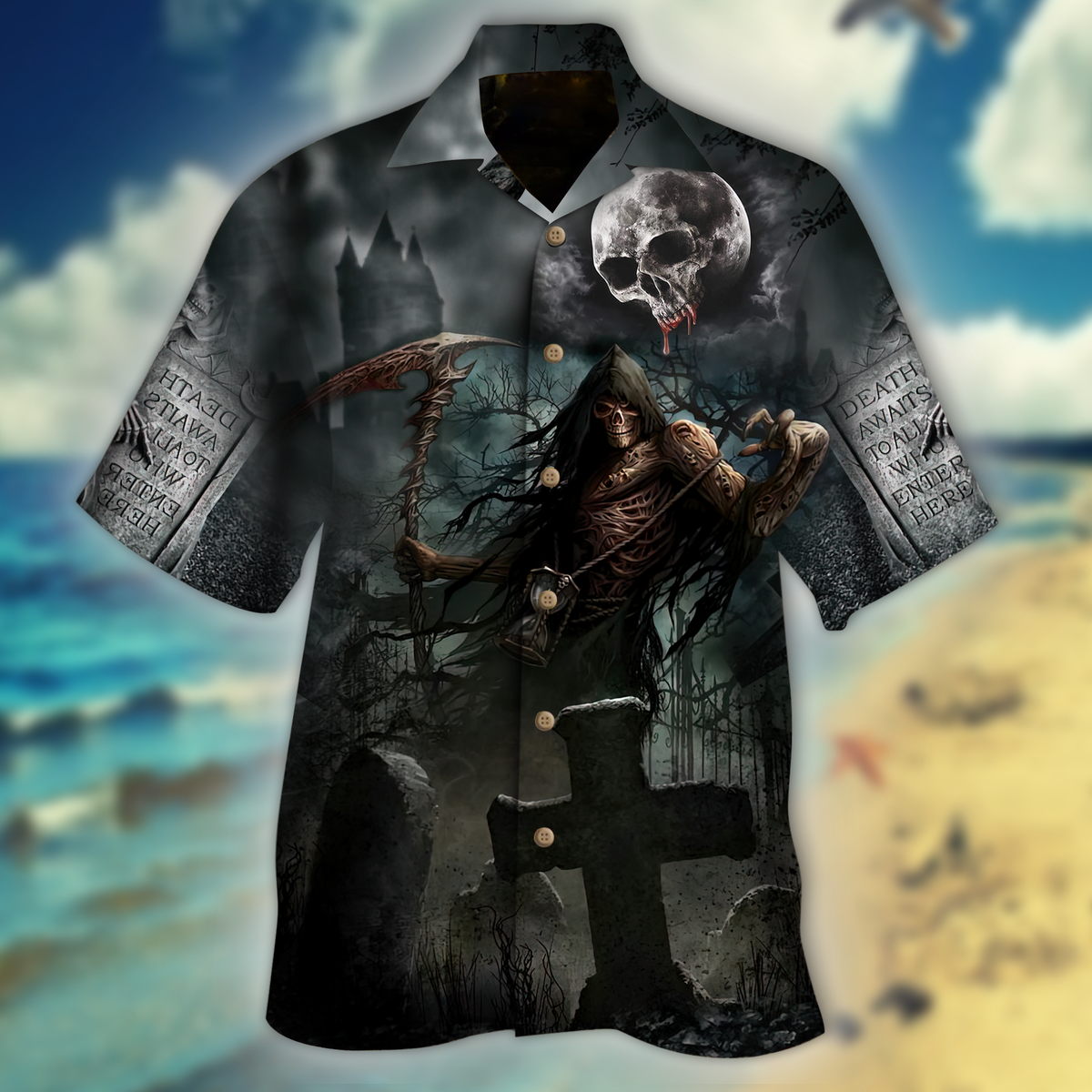 Skull Shadow Halloween Hawaiian Shirt | For Men & Women | Adult | HW9149{Size}