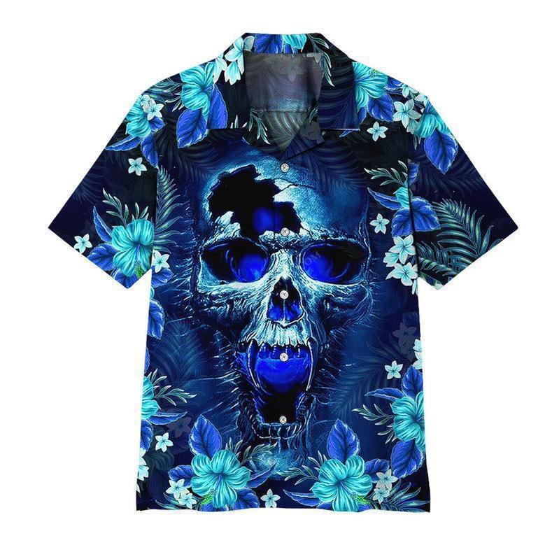 Skull Blue Hello Summer Style Limited - Hawaiian Shirt{Size}