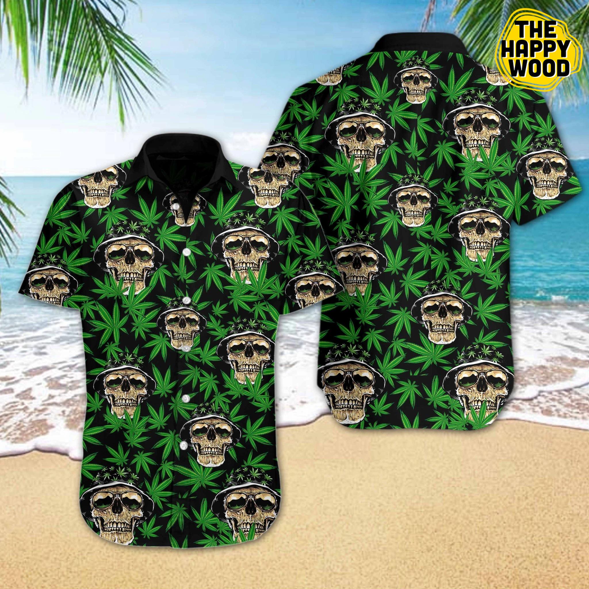 Skull And Weed Hawaiian Hawaii Shirt{Size}