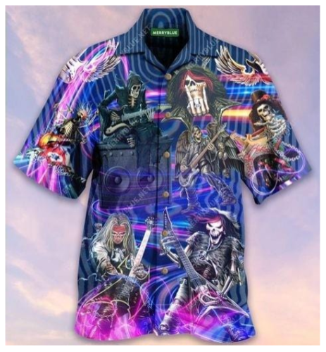 Skulls Play Guitar Rock On World Hawaiian Shirt | For Men & Women | Adult | HW3388{Size}