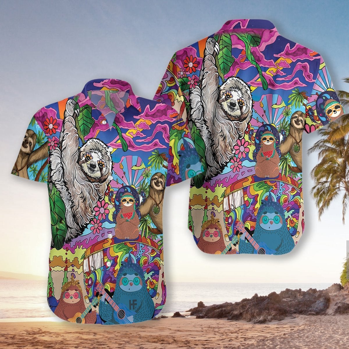 Sloth Hippie Hawaiian Shirt | For Men & Women | Adult | HW7184{Size}