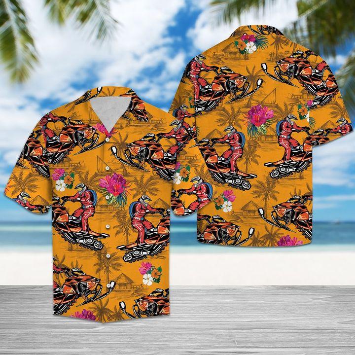 Snowmobiling Tropical Flowers Hawaiian Shirt | For Men & Women | Adult | HW6572{Size}