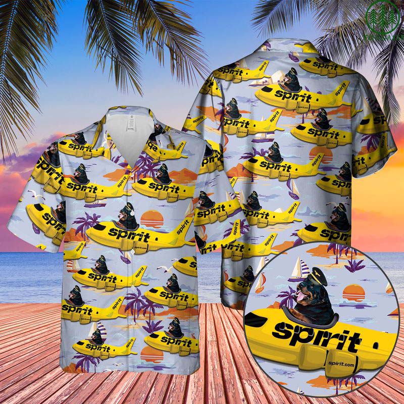 Spirit Airlines Rottweiler On Airbus Hawaiian Shirt{Size}