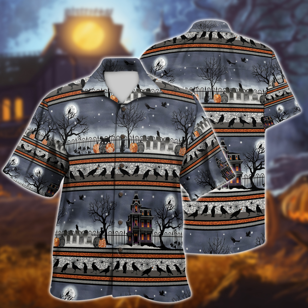 Spooky Night Border Halloween Hawaiian Shirt | For Men & Women | Adult | HW9062{Size}