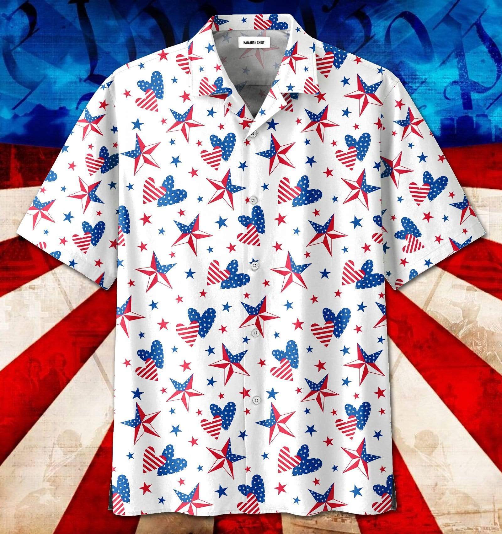 Star Heart US Flag Hawaiian Shirt | For Men & Women | Adult | HW6670{Size}