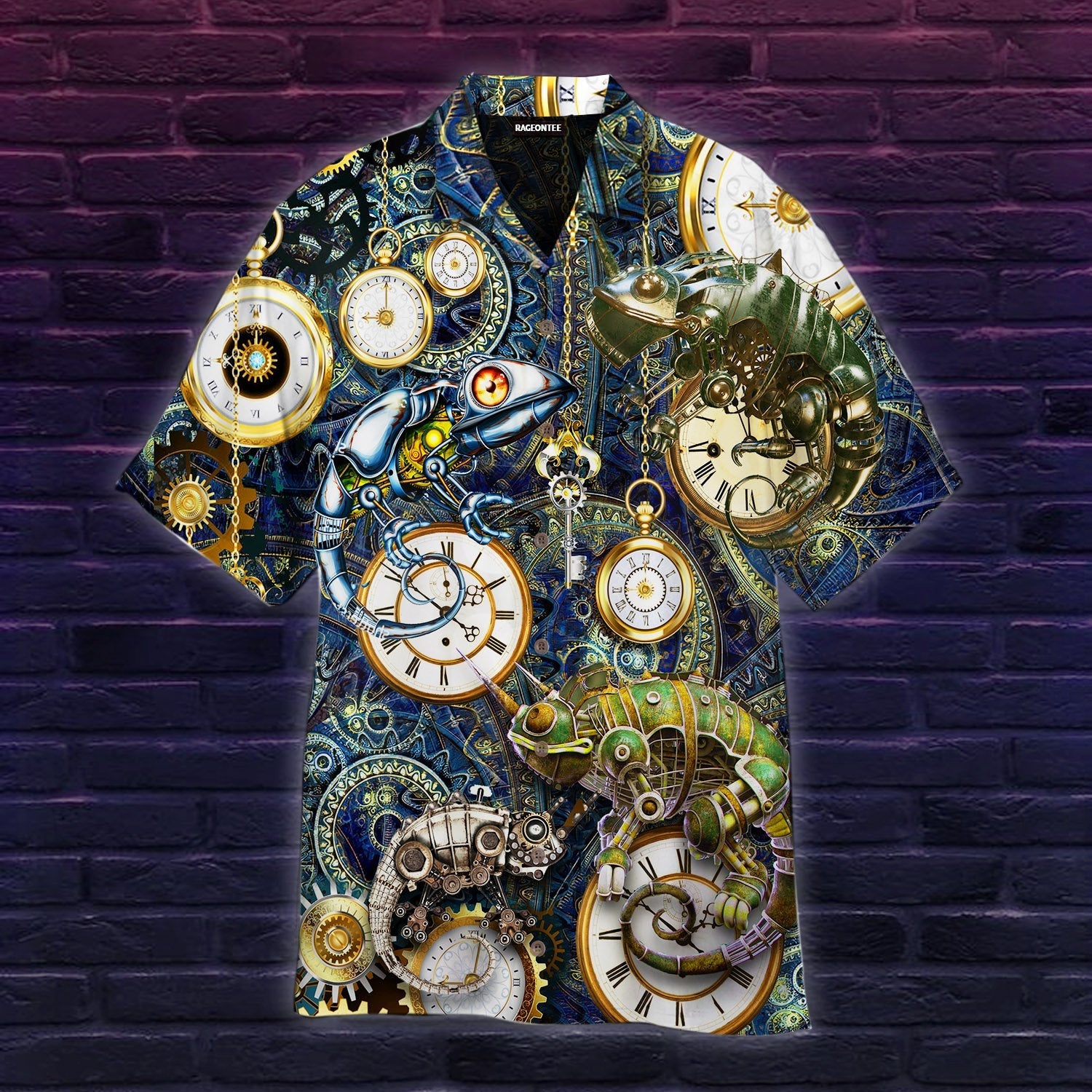 Stay Cool Steampunk Chameleon Hawaiian Shirt | For Men & Women | Adult | WT1548{Size}