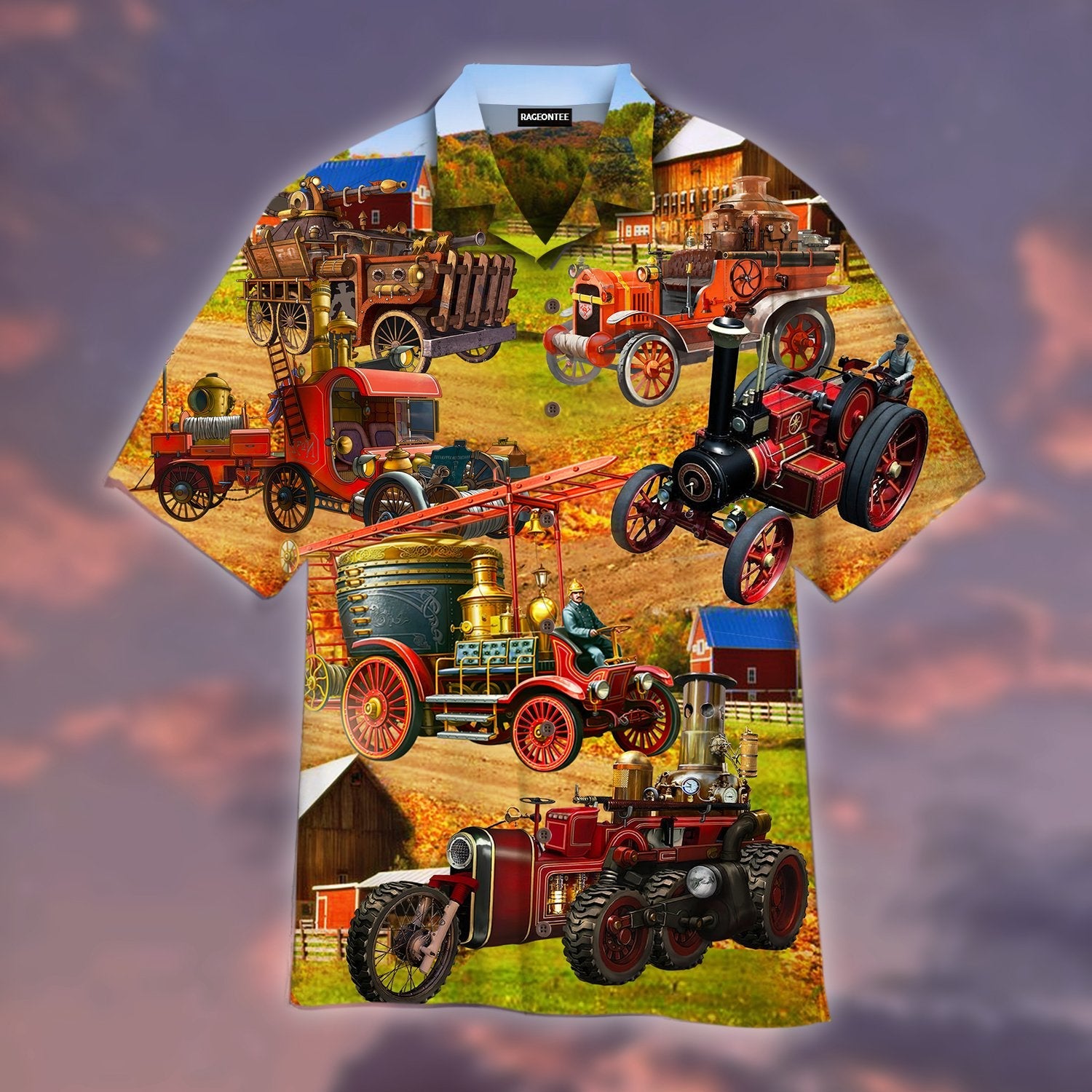 Steampunk Fire Truck Hawaiian Shirt | For Men & Women | Adult | WT1034{Size}