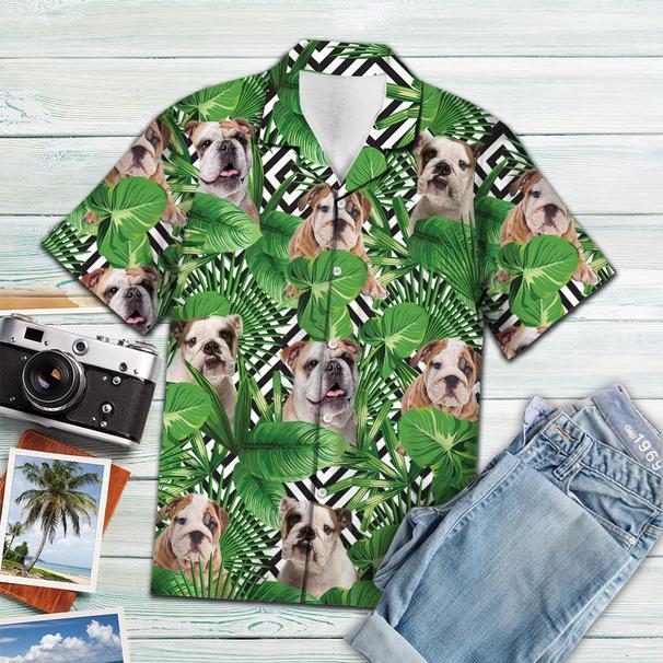 Summer Exotic Jungle Tropical Bulldog Hawaiian Shirt | For Men & Women | Adult | HW5080{Size}