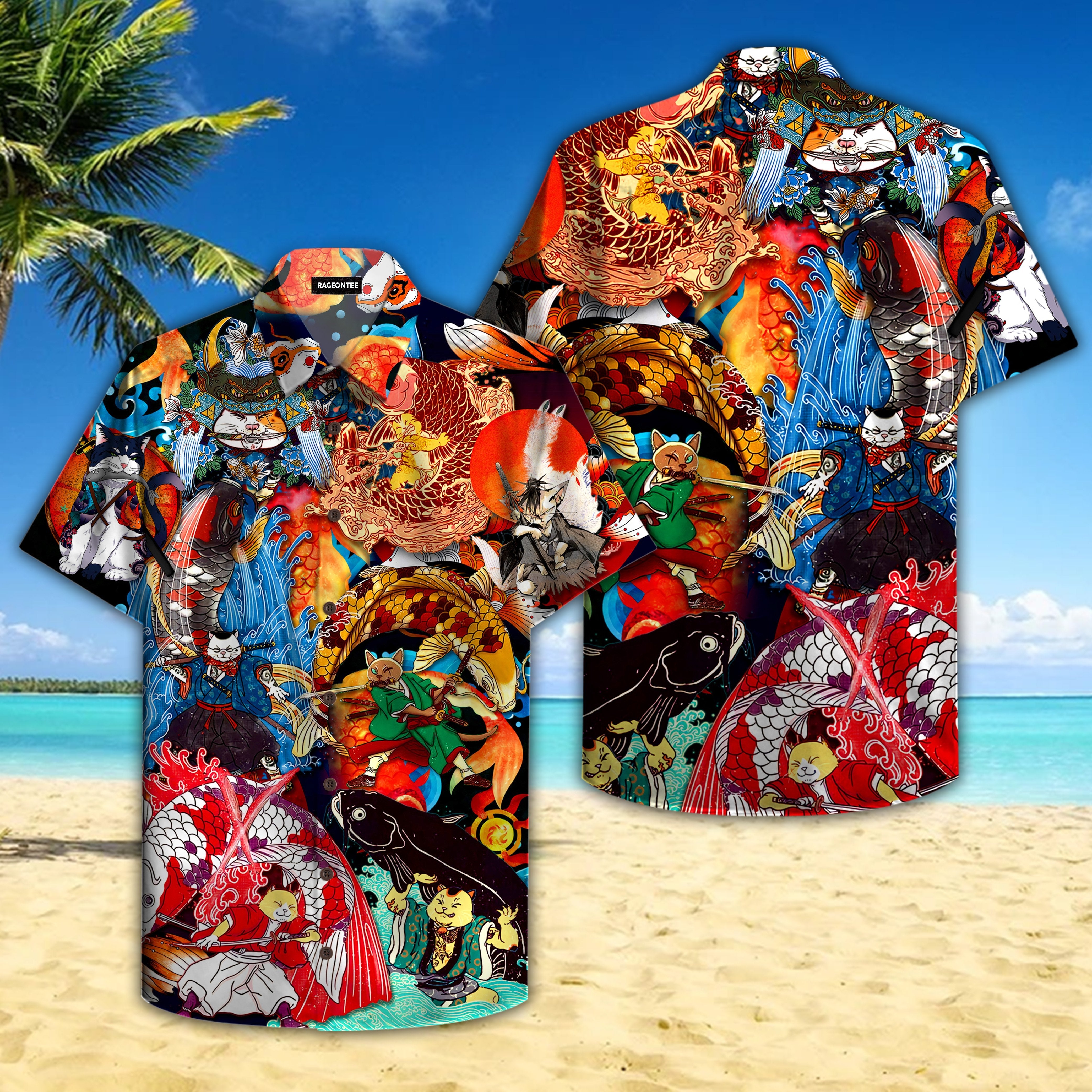 Sushi Master Cats And Koi Fish Hawaiian Shirt | For Men & Women | Adult | HW4667{Size}