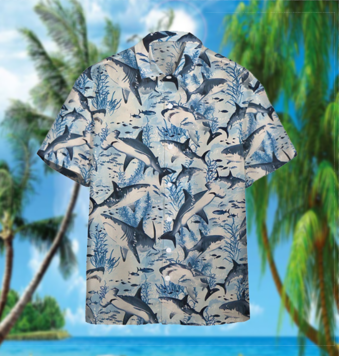 Swimming Shark Hawaiian Shirt | For Men & Women | Adult | HW6432{Size}